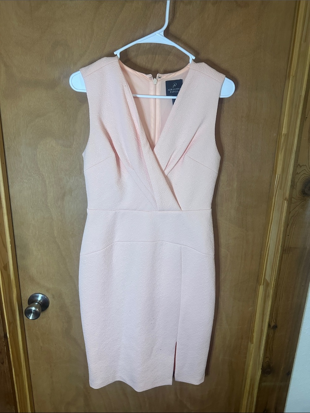 Adrianna Papell Peach Sleeveless Sheath Midi Dress